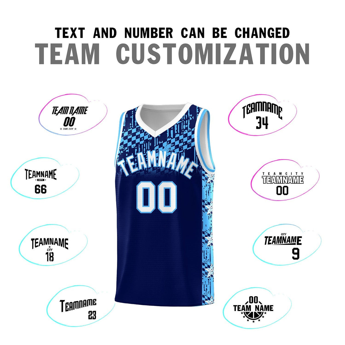 Custom Navy Mosaic Stars Pattern Sports Uniform Basketball Jersey|KXKSHOP