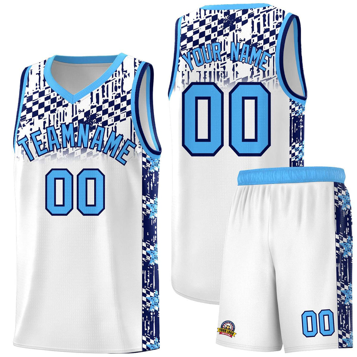 Custom White Mosaic Stars Pattern Sports Uniform Basketball Jersey|KXKSHOP