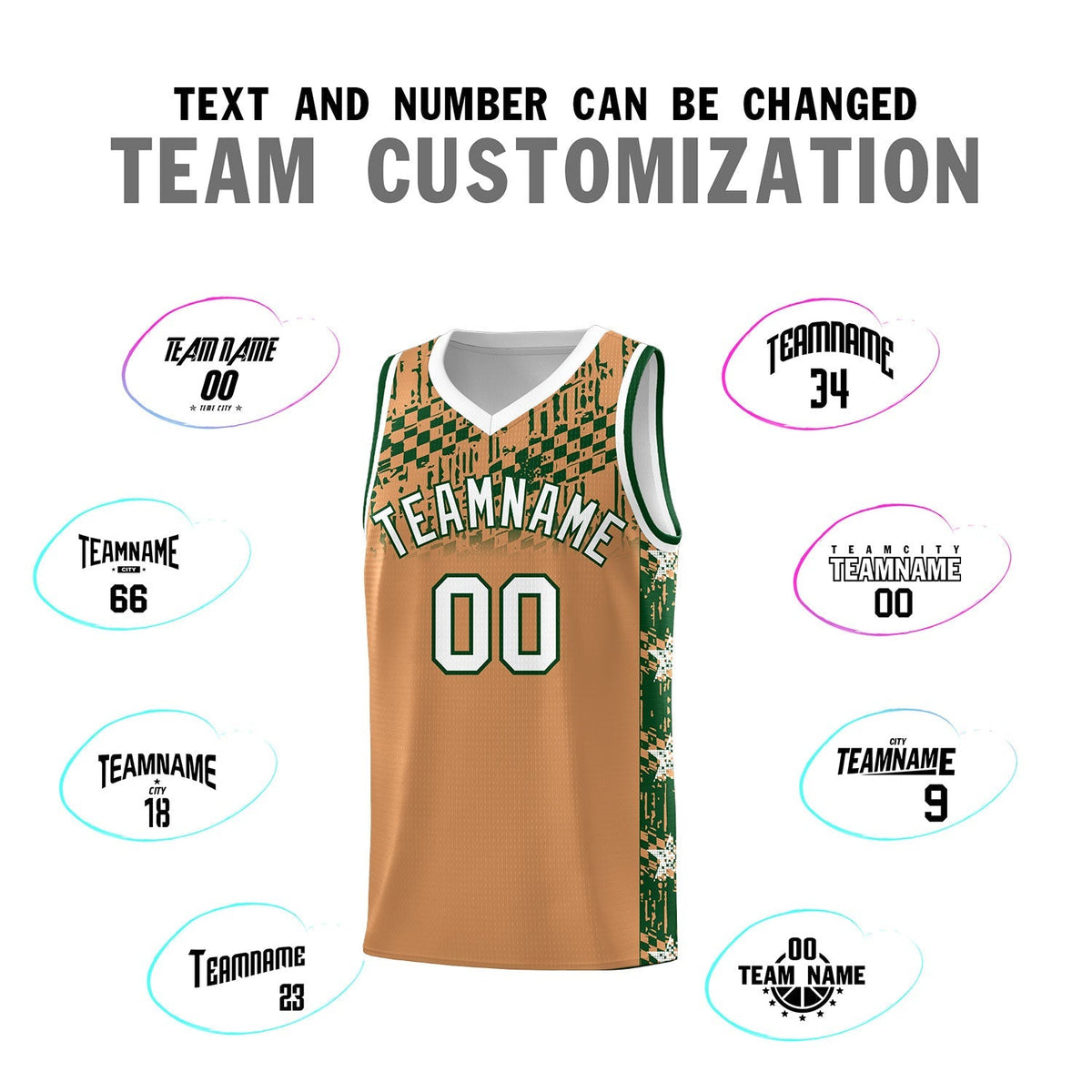 Custom Buckskin Brown Mosaic Stars Pattern Sports Uniform Basketball Jersey|KXKSHOP