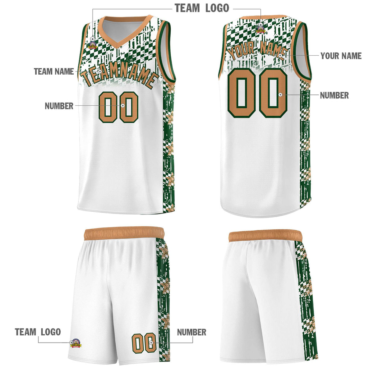 Custom White Mosaic Stars Pattern Sports Uniform Basketball Jersey|KXKSHOP