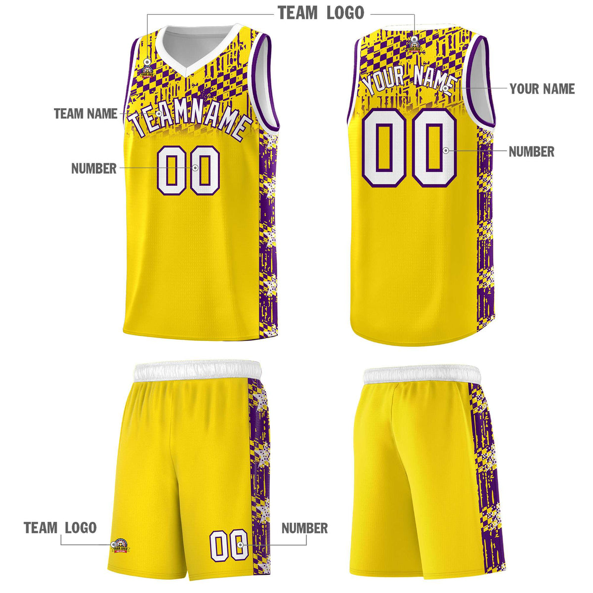Custom Gold Mosaic Stars Pattern Sports Uniform Basketball Jersey|KXKSHOP