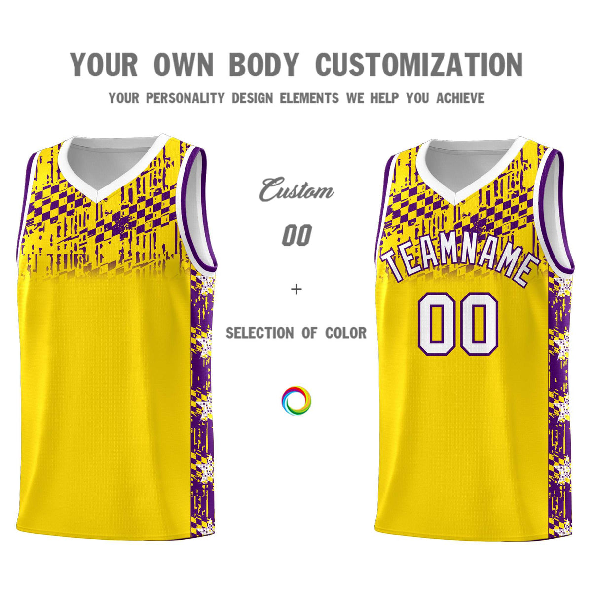 Custom Gold Mosaic Stars Pattern Sports Uniform Basketball Jersey|KXKSHOP