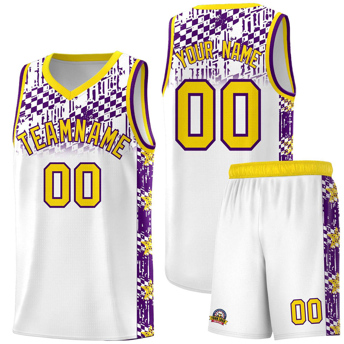 Custom White Mosaic Stars Pattern Sports Uniform Basketball Jersey|KXKSHOP