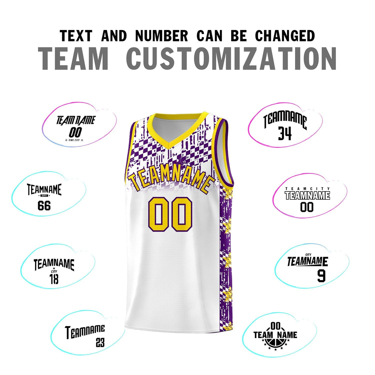 Custom White Mosaic Stars Pattern Sports Uniform Basketball Jersey|KXKSHOP
