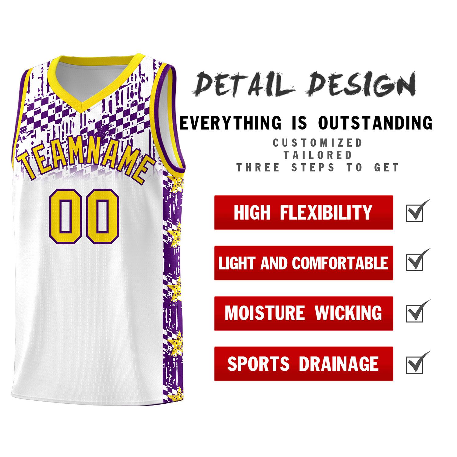 Custom White Mosaic Stars Pattern Sports Uniform Basketball Jersey|KXKSHOP