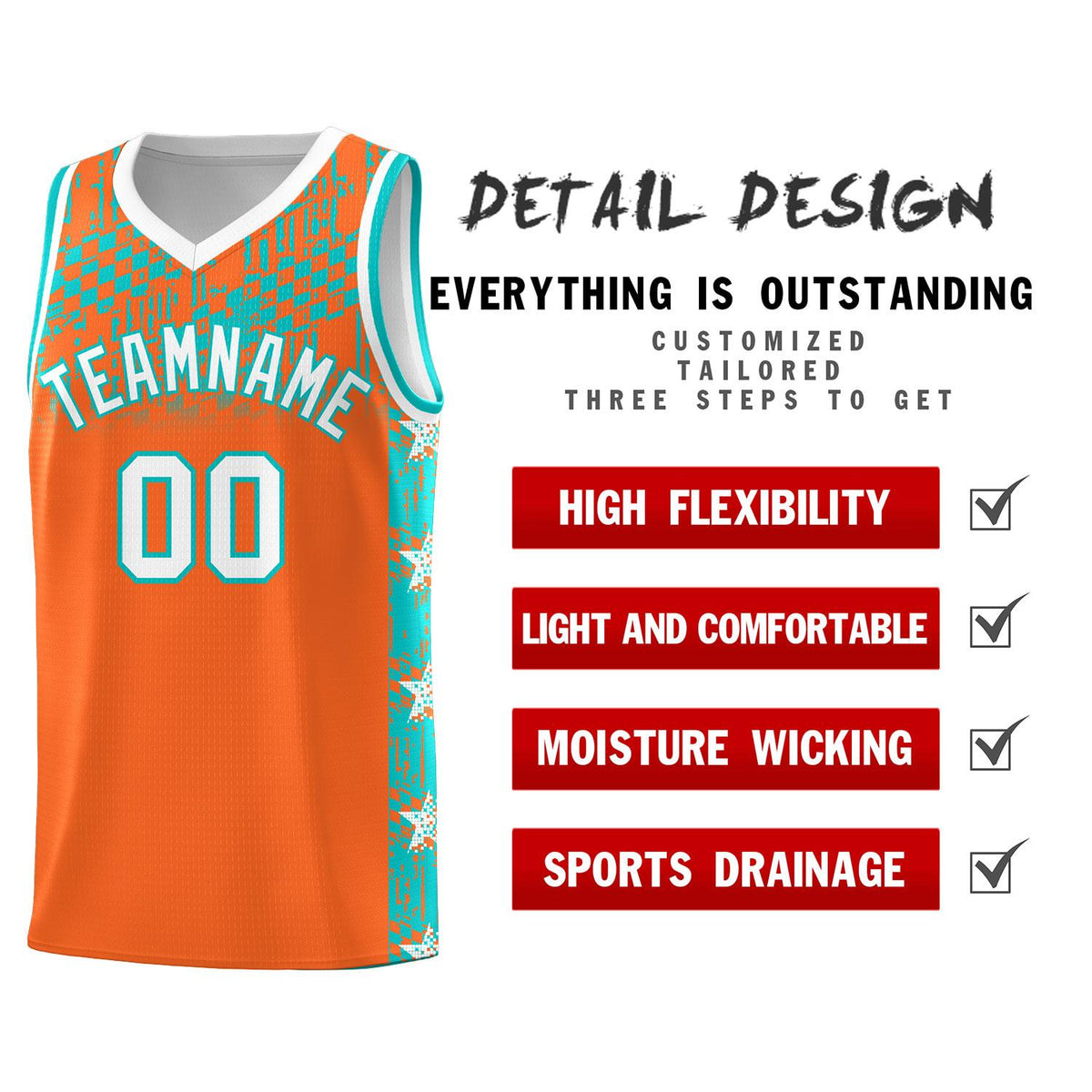Custom Orange Mosaic Stars Pattern Sports Uniform Basketball Jersey|KXKSHOP