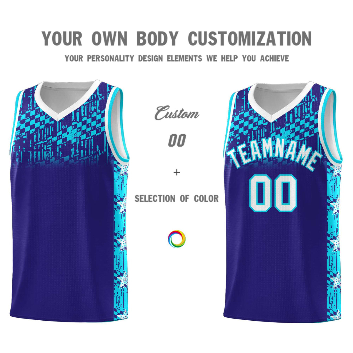 Custom Royal Mosaic Stars Pattern Sports Uniform Basketball Jersey|KXKSHOP