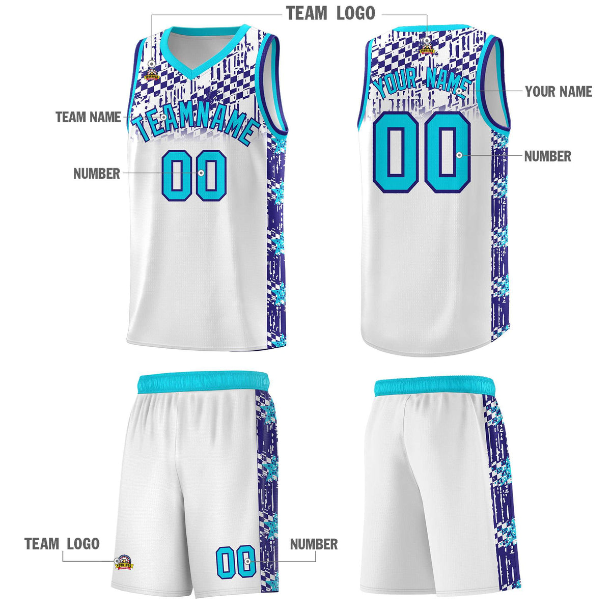 Custom White Mosaic Stars Pattern Sports Uniform Basketball Jersey|KXKSHOP