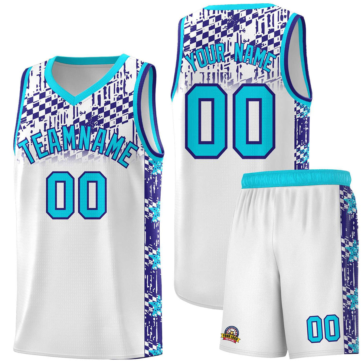 Custom White Mosaic Stars Pattern Sports Uniform Basketball Jersey|KXKSHOP