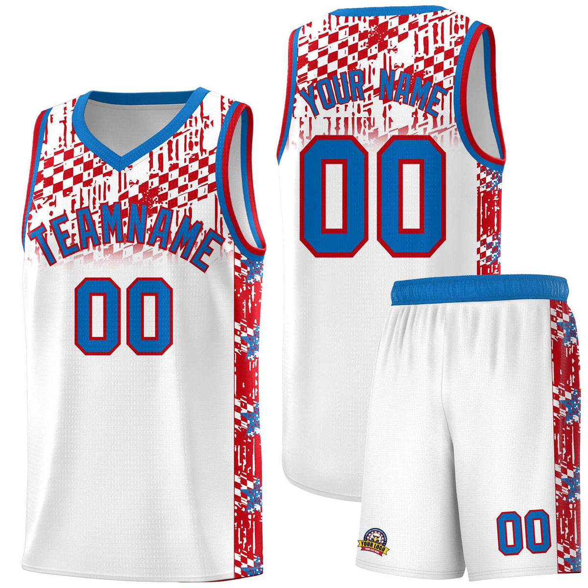 Custom White Mosaic Stars Pattern Sports Uniform Basketball Jersey|KXKSHOP