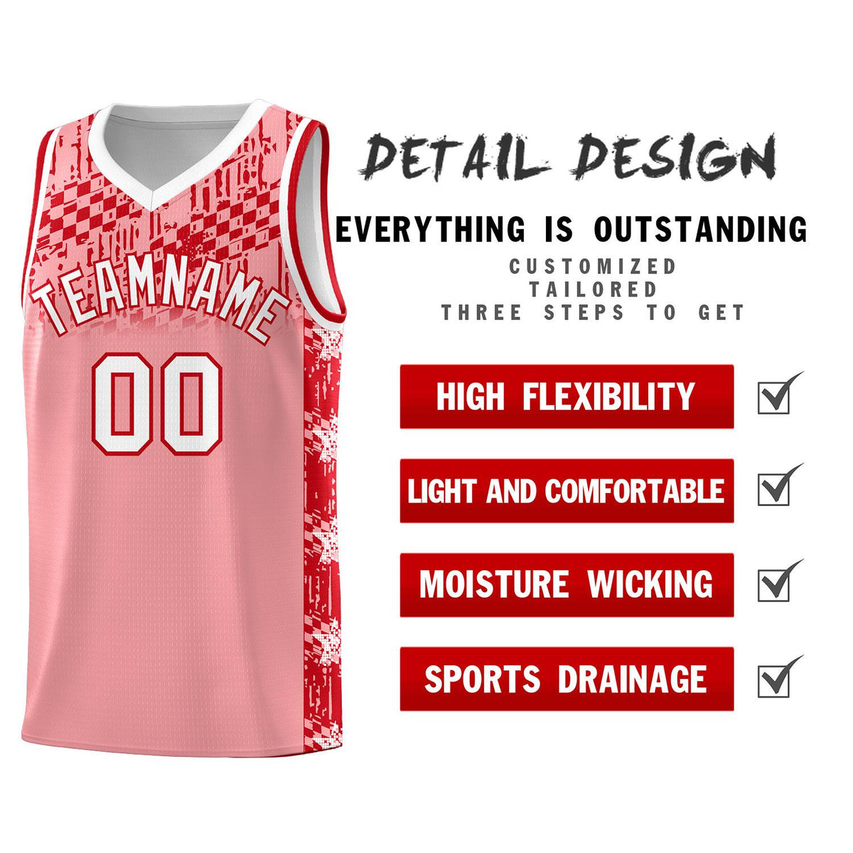 Custom Light Pink Mosaic Stars Pattern Sports Uniform Basketball Jersey|KXKSHOP