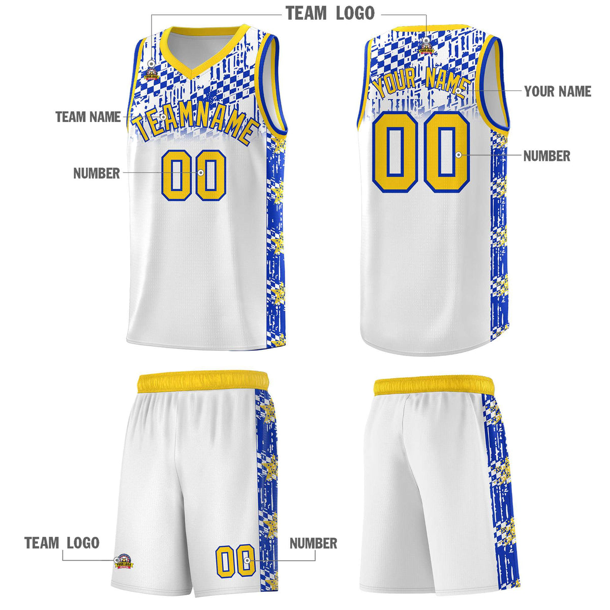 Custom White Mosaic Stars Pattern Sports Uniform Basketball Jersey|KXKSHOP