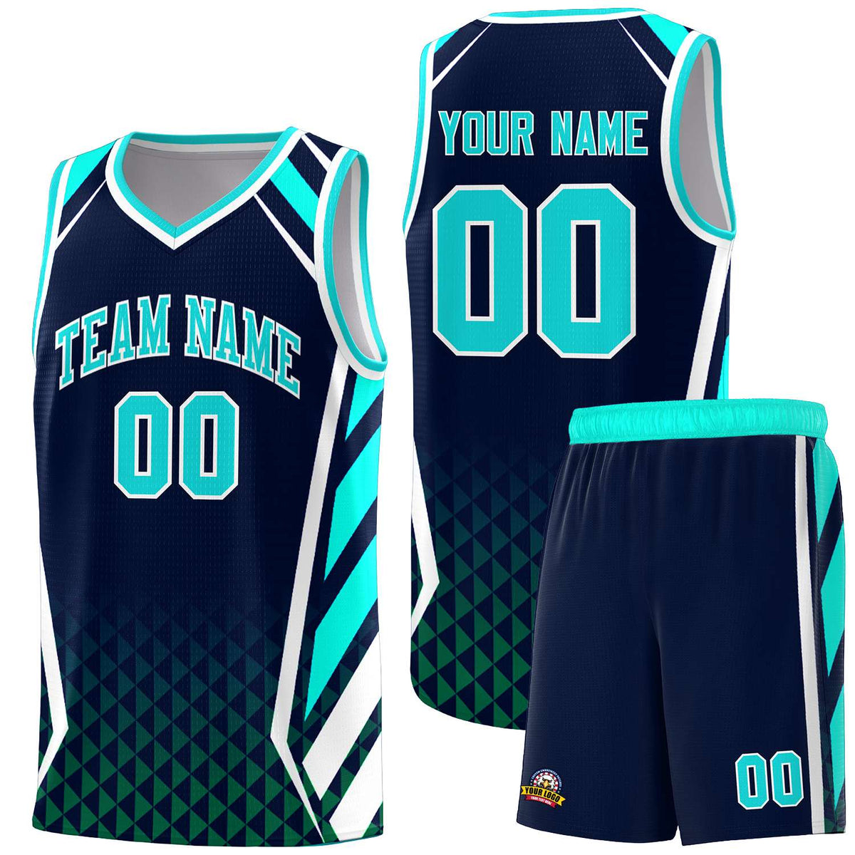 Custom Neon Green Navy-White Side Two-Tone Classic Sports Uniform Basketball Jersey |KXKSHOP