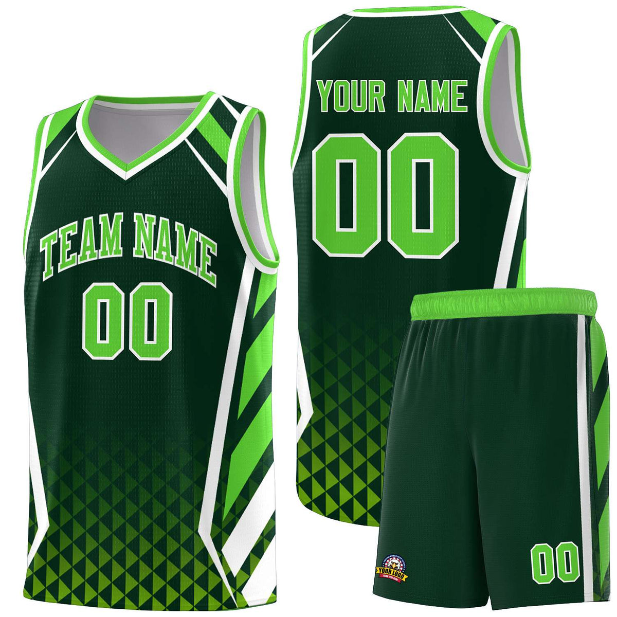 Custom Neon Green Navy-White Side Two-Tone Classic Sports Uniform Basketball Jersey |KXKSHOP