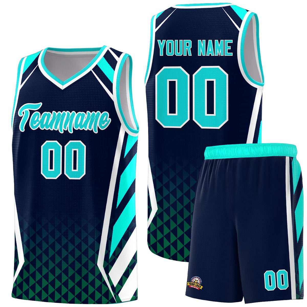 Custom Neon Green Navy-White Side Two-Tone Classic Sports Uniform Basketball Jersey |KXKSHOP