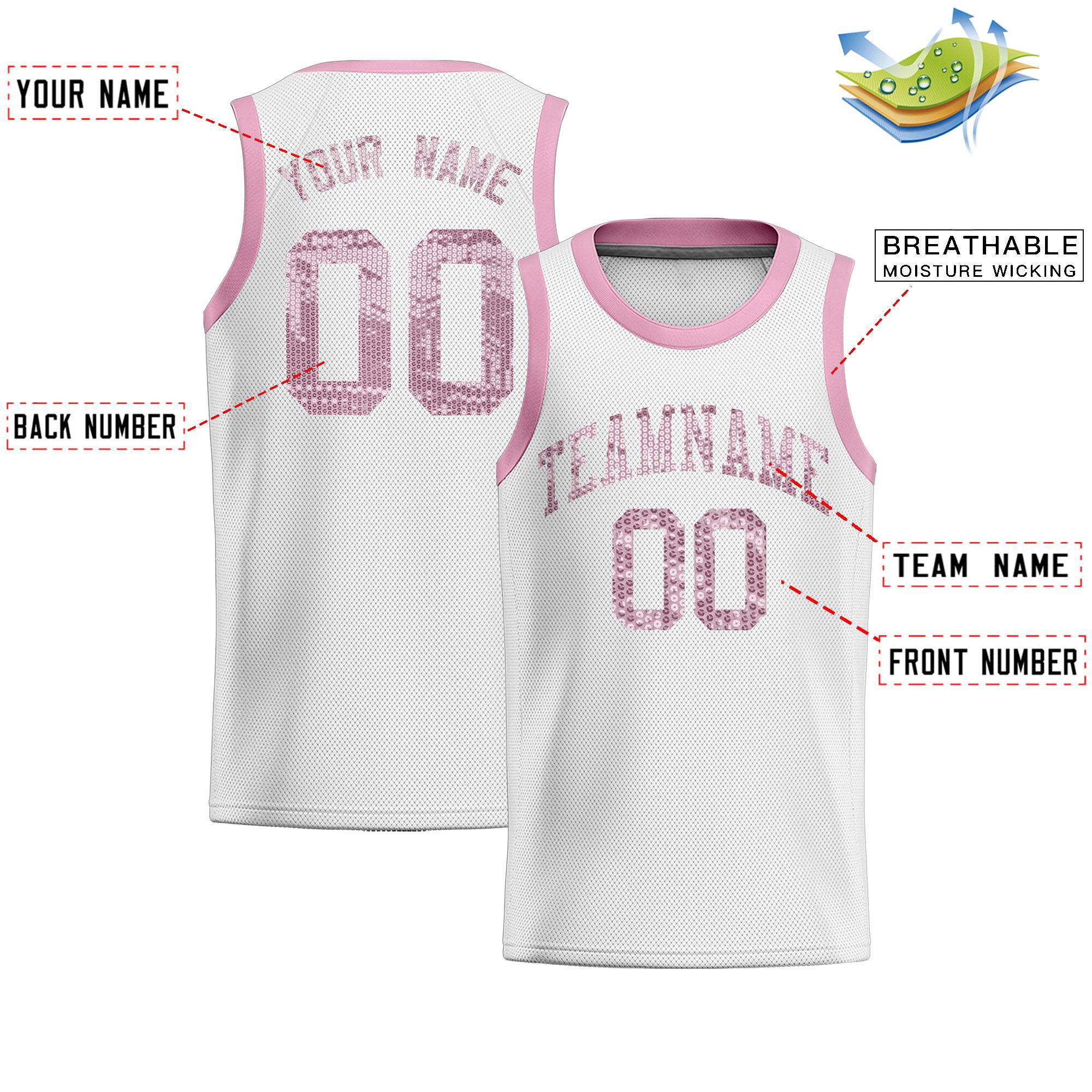 Custom White Sequined Tops Athletic Basketball Jersey|KXKSHOP