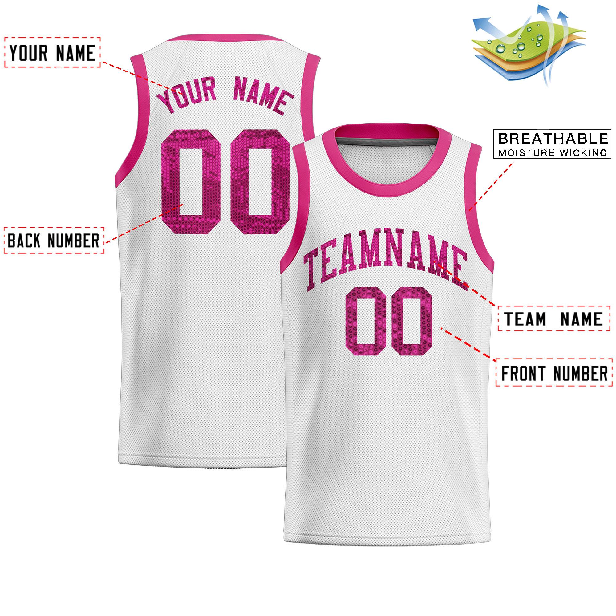 Custom White Sequined Tops Athletic Basketball Jersey|KXKSHOP