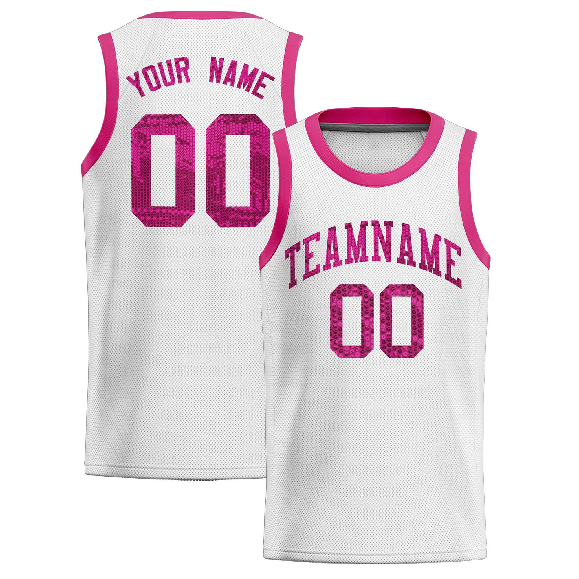 Custom White Sequined Tops Athletic Basketball Jersey|KXKSHOP