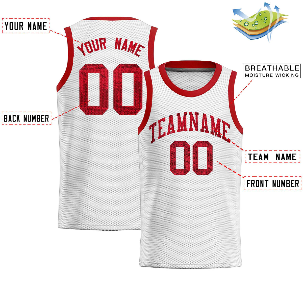 Custom White Sequined Tops Athletic Basketball Jersey|KXKSHOP
