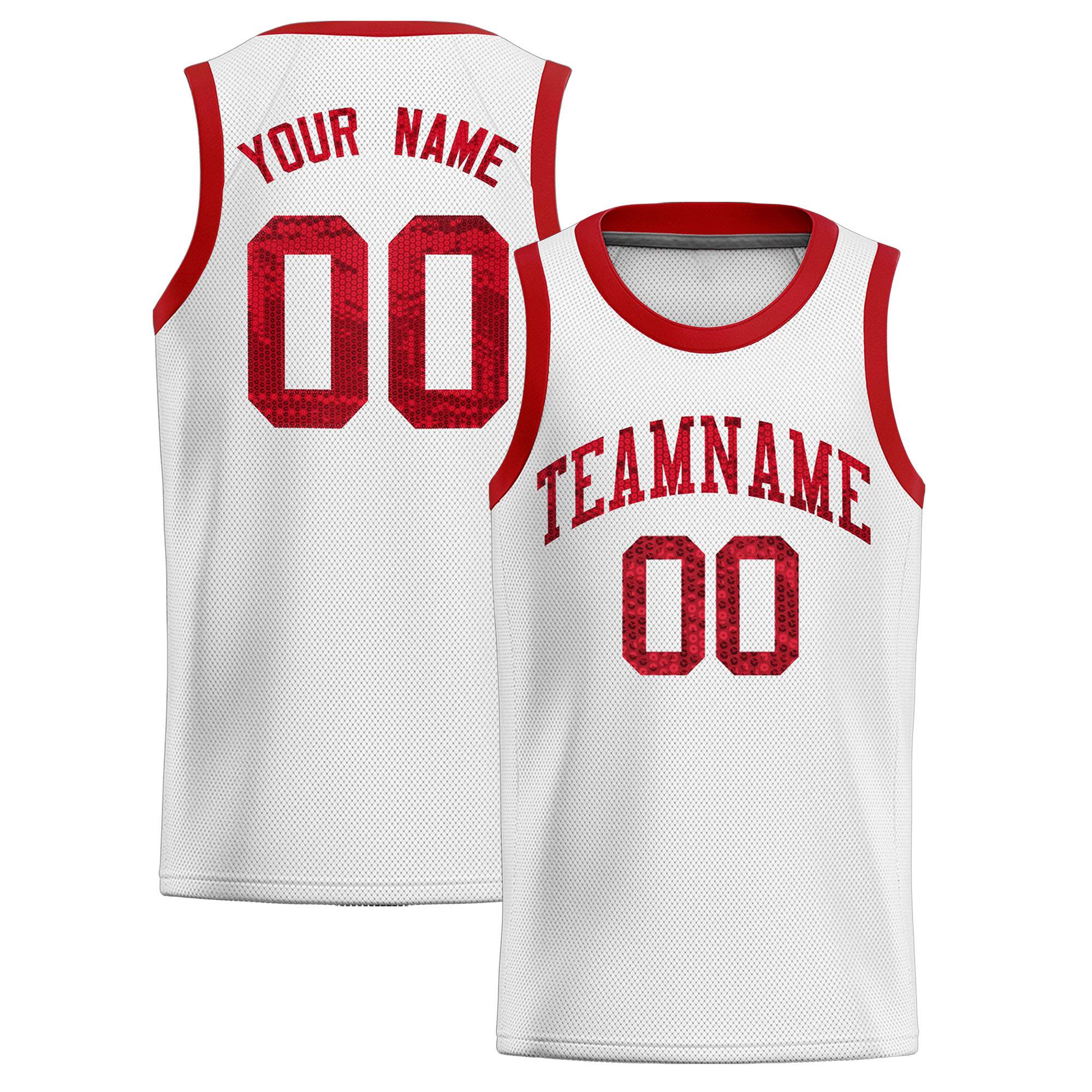 Custom White Sequined Tops Athletic Basketball Jersey|KXKSHOP