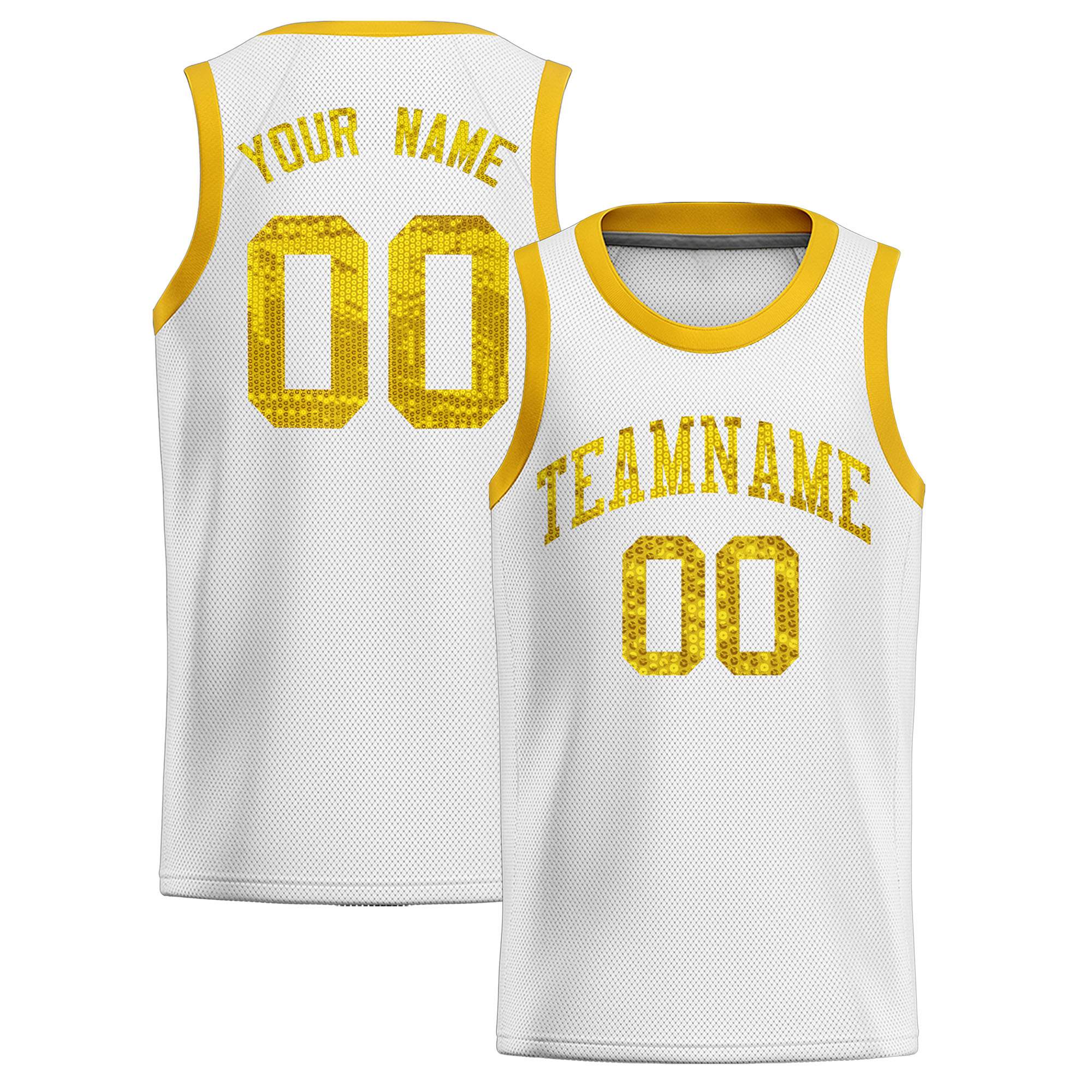 Custom White Sequined Tops Athletic Basketball Jersey|KXKSHOP
