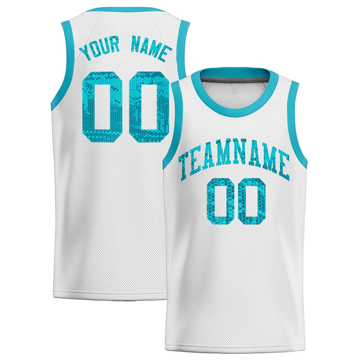 Custom White Sequined Tops Athletic Basketball Jersey|KXKSHOP