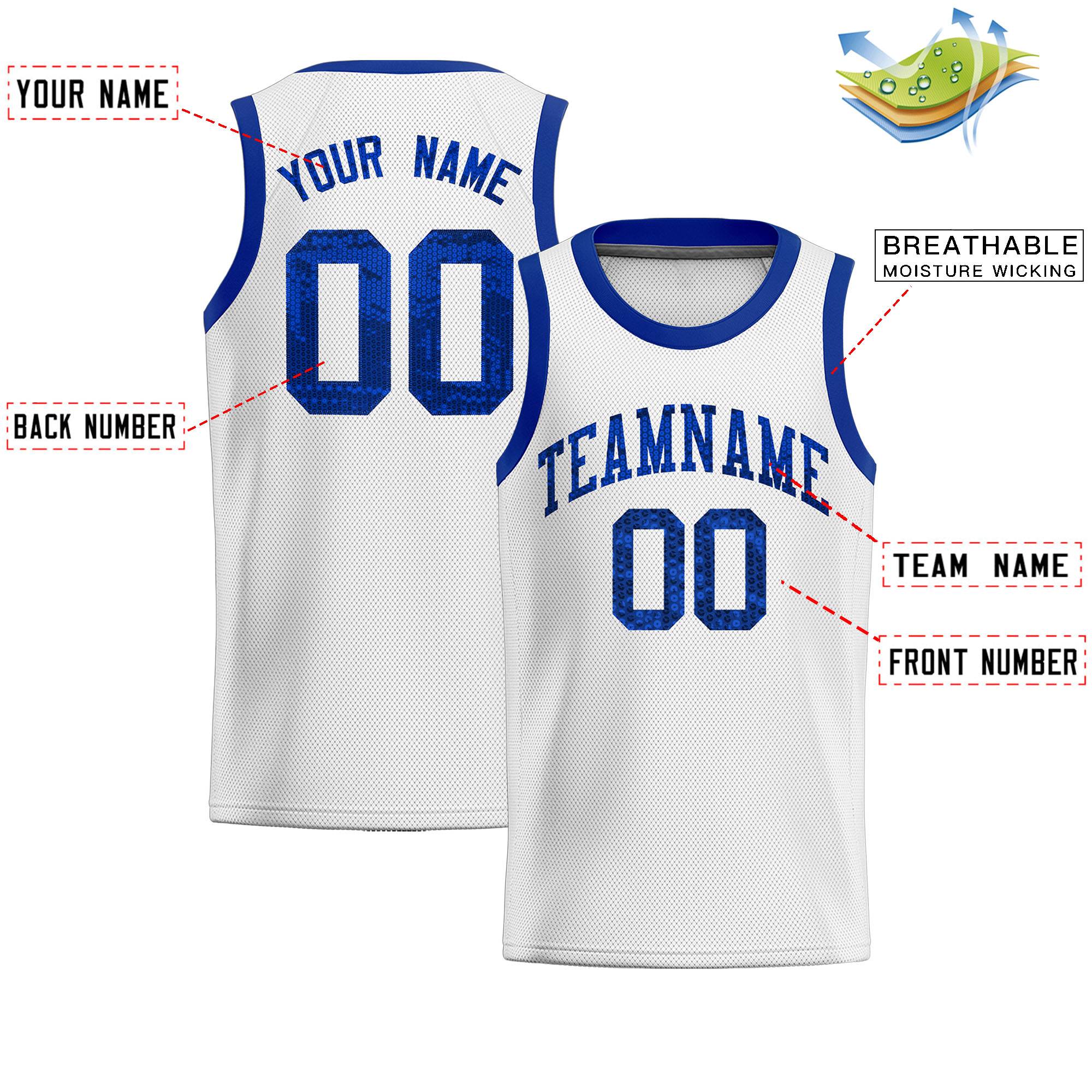 Custom White Sequined Tops Athletic Basketball Jersey|KXKSHOP