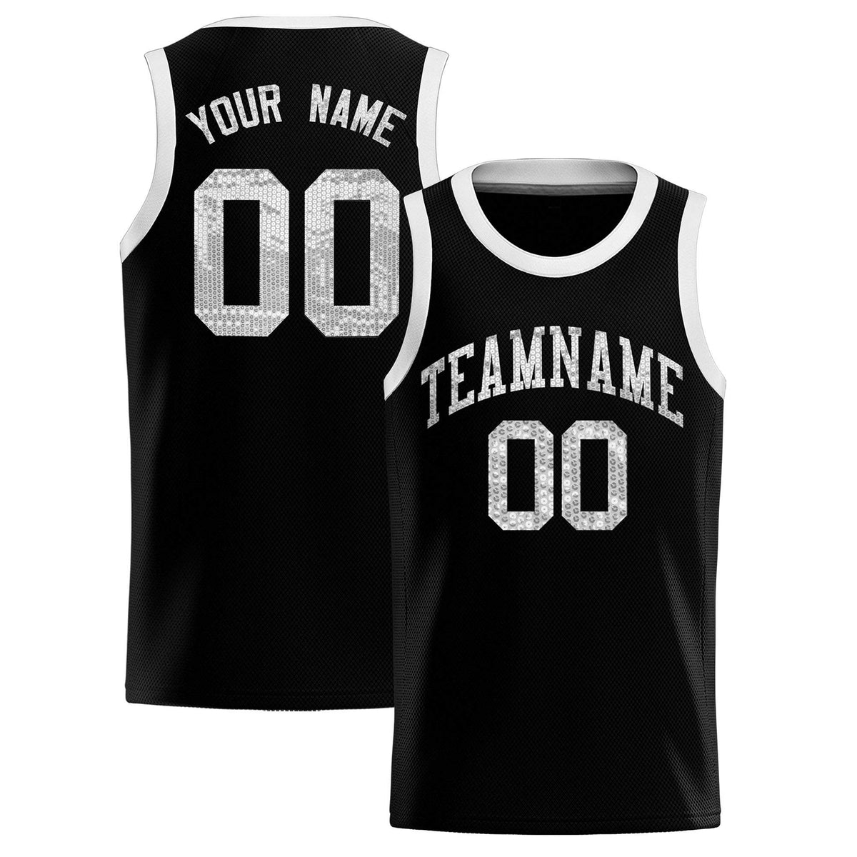 Custom Black Sequined Tops Athletic Basketball Jersey|KXKSHOP