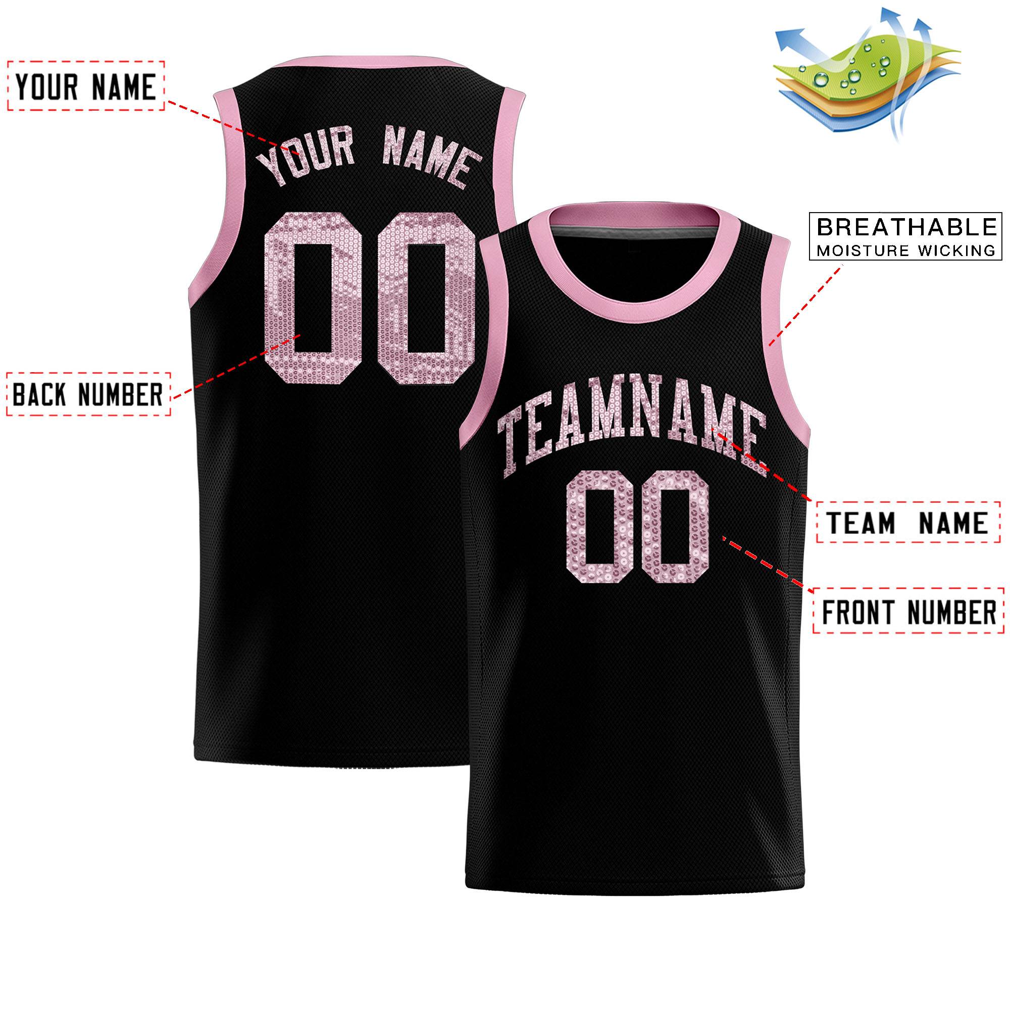 Custom Black Sequined Tops Athletic Basketball Jersey|KXKSHOP