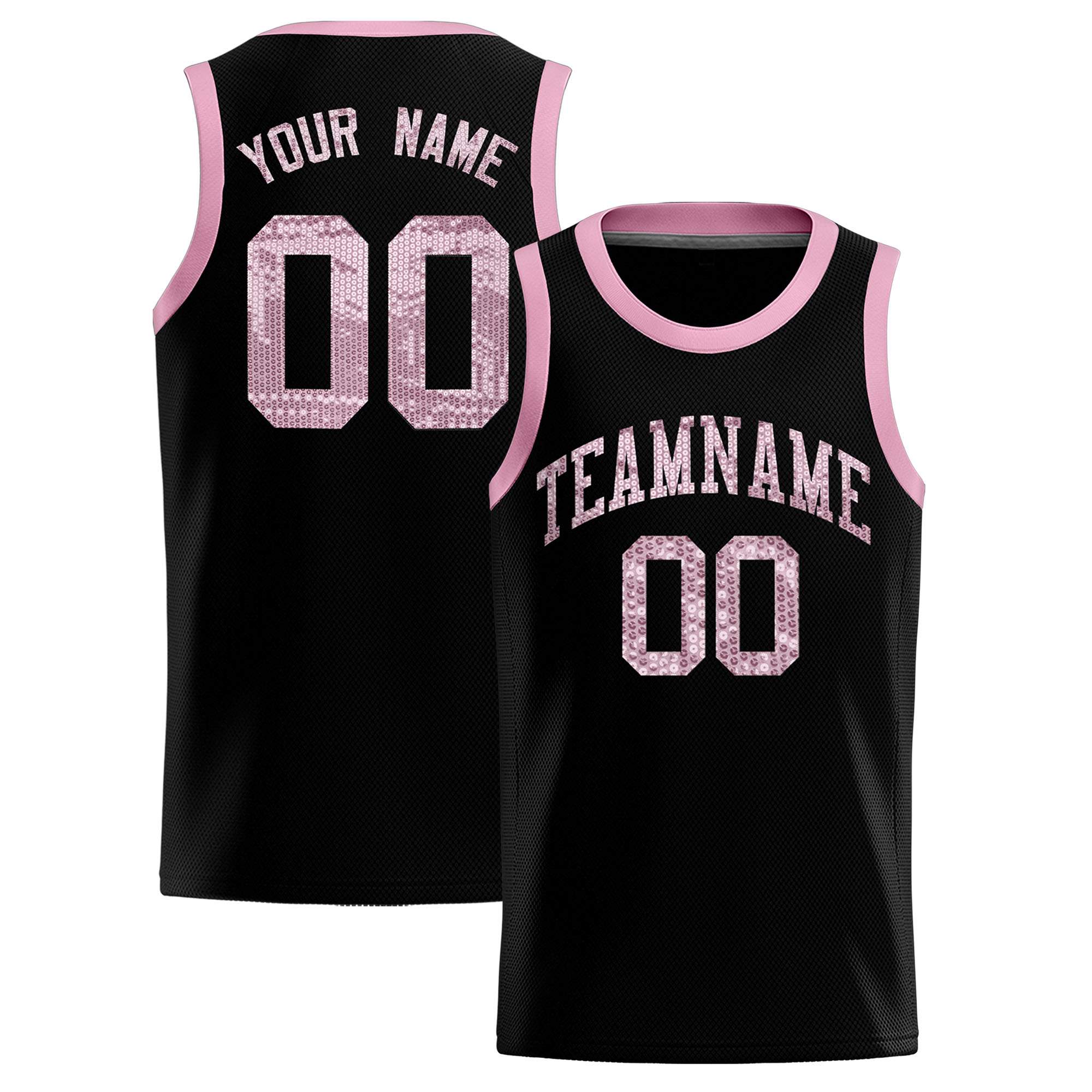 Custom Black Sequined Tops Athletic Basketball Jersey|KXKSHOP