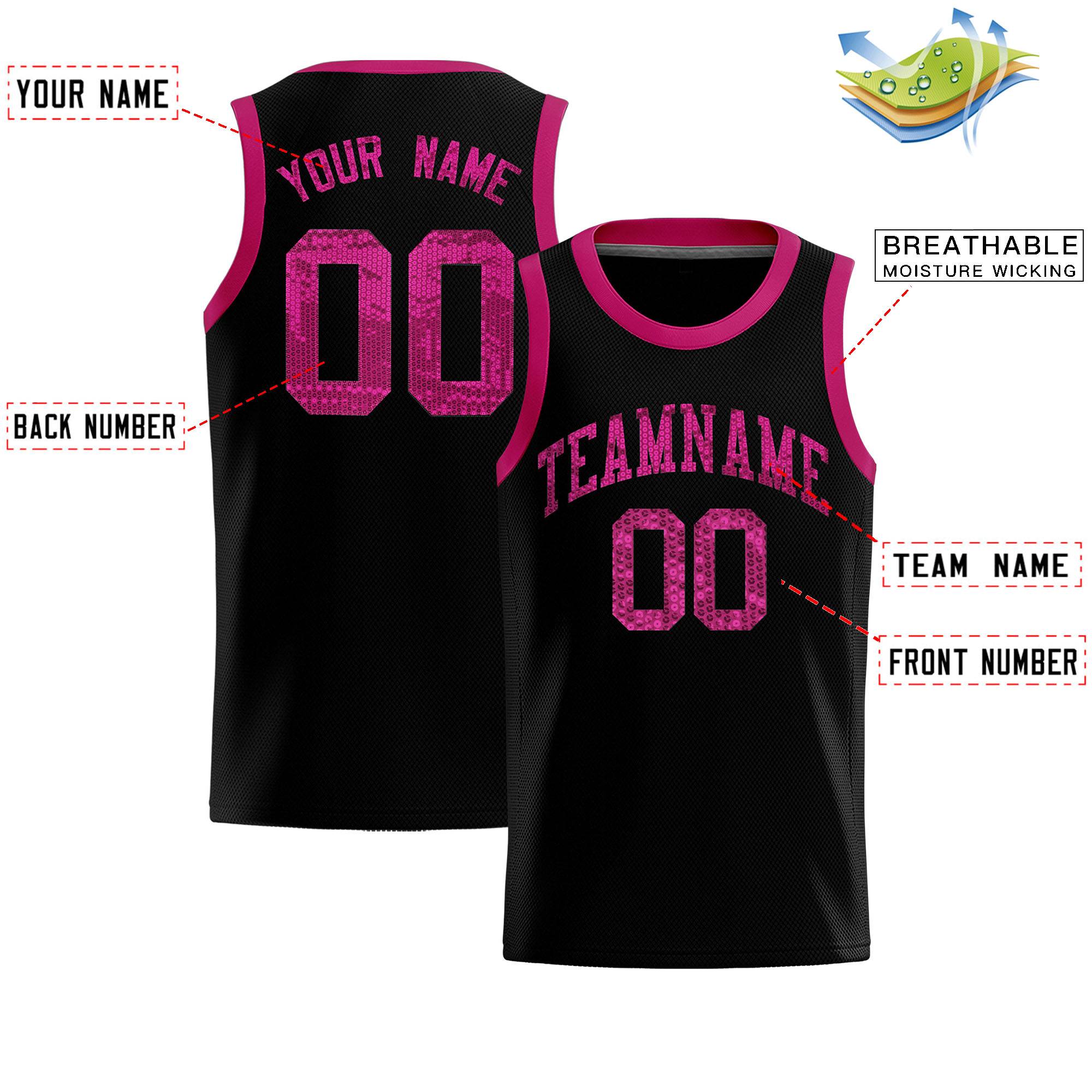 Custom Black Sequined Tops Athletic Basketball Jersey|KXKSHOP