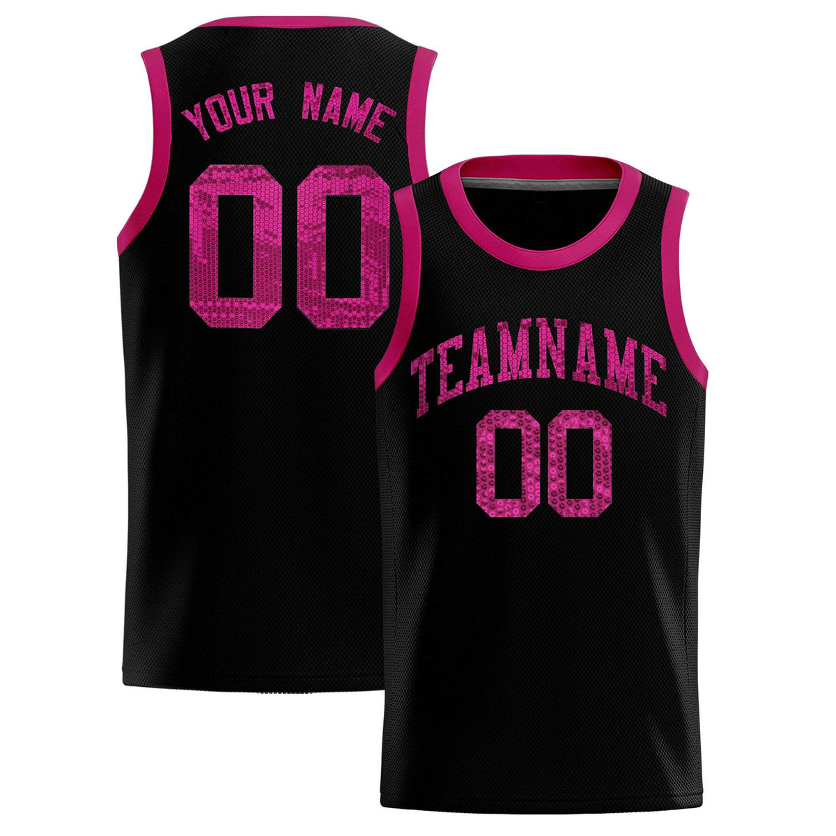 Custom Black Sequined Tops Athletic Basketball Jersey|KXKSHOP