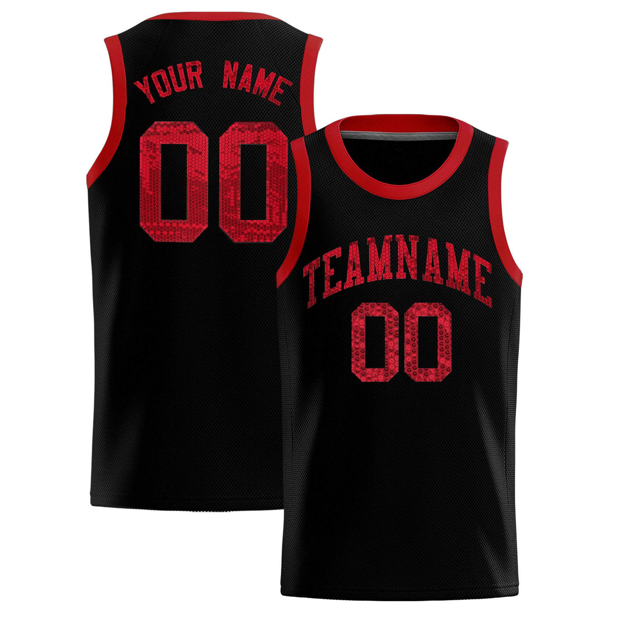 Custom Black Sequined Tops Athletic Basketball Jersey|KXKSHOP