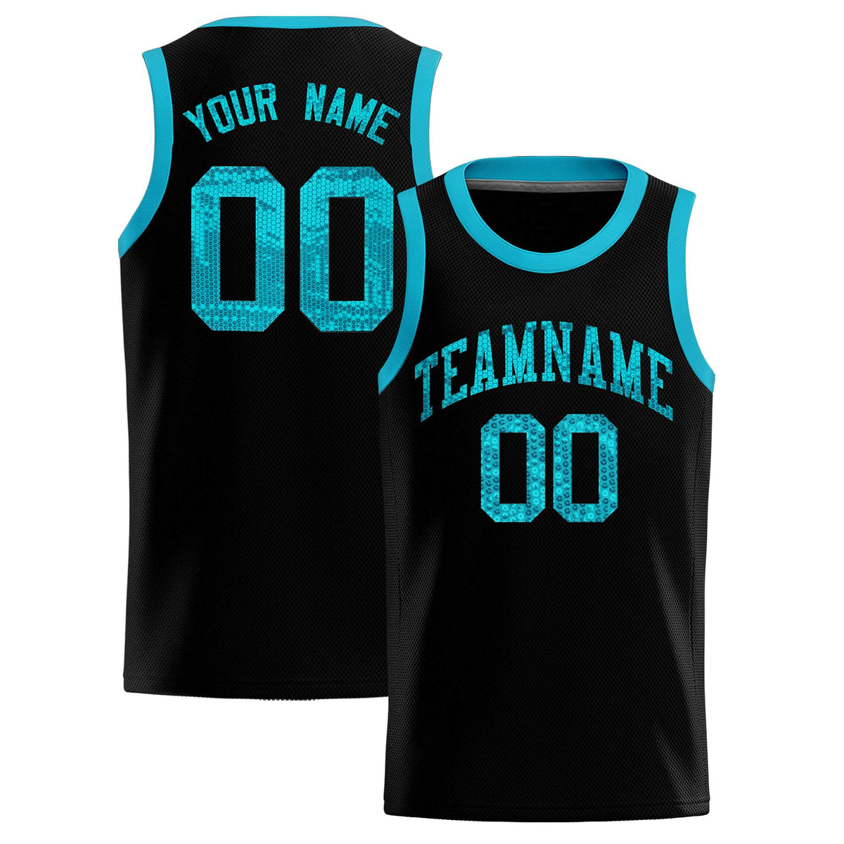 Custom Black Sequined Tops Athletic Basketball Jersey|KXKSHOP