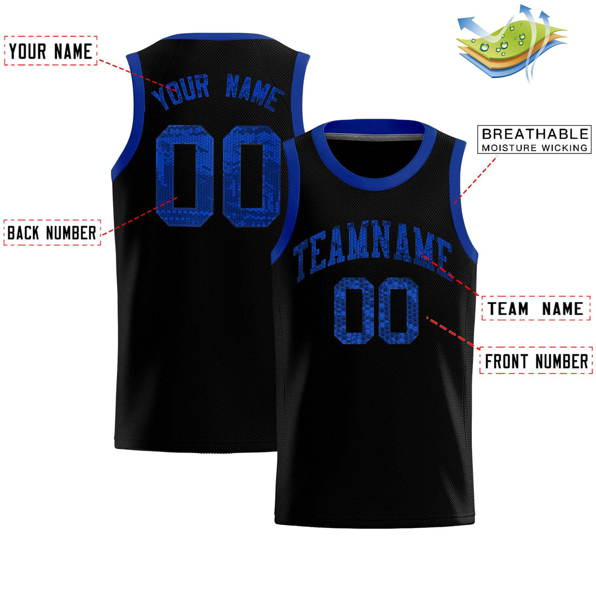Custom Black Sequined Tops Athletic Basketball Jersey|KXKSHOP