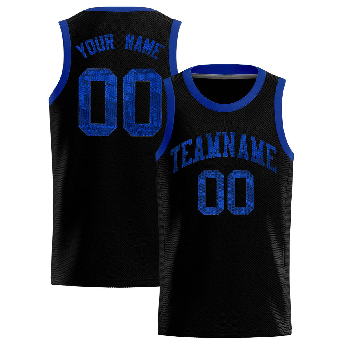 Custom Black Sequined Tops Athletic Basketball Jersey|KXKSHOP