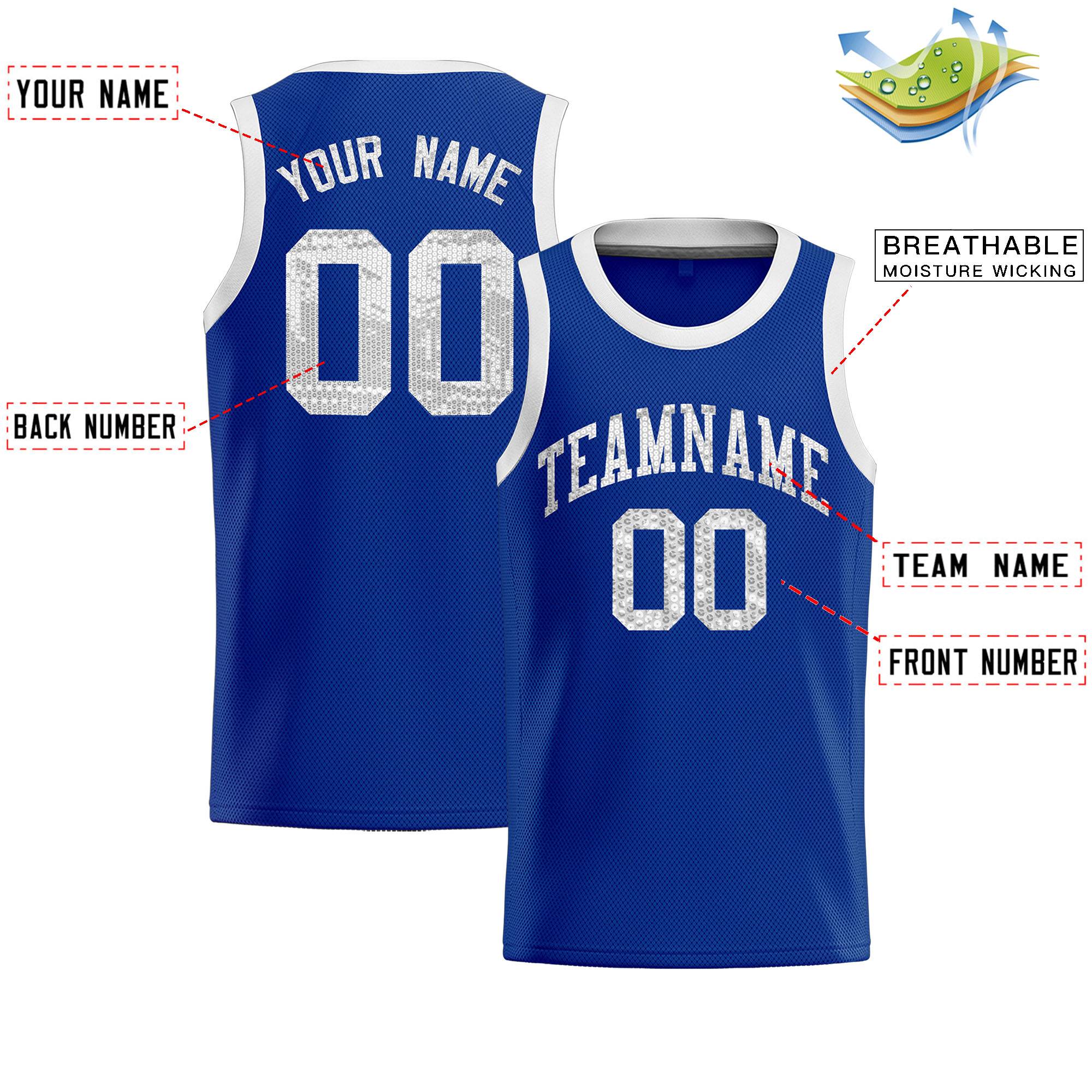 Custom Royal Sequined Tops Athletic Basketball Jersey|KXKSHOP