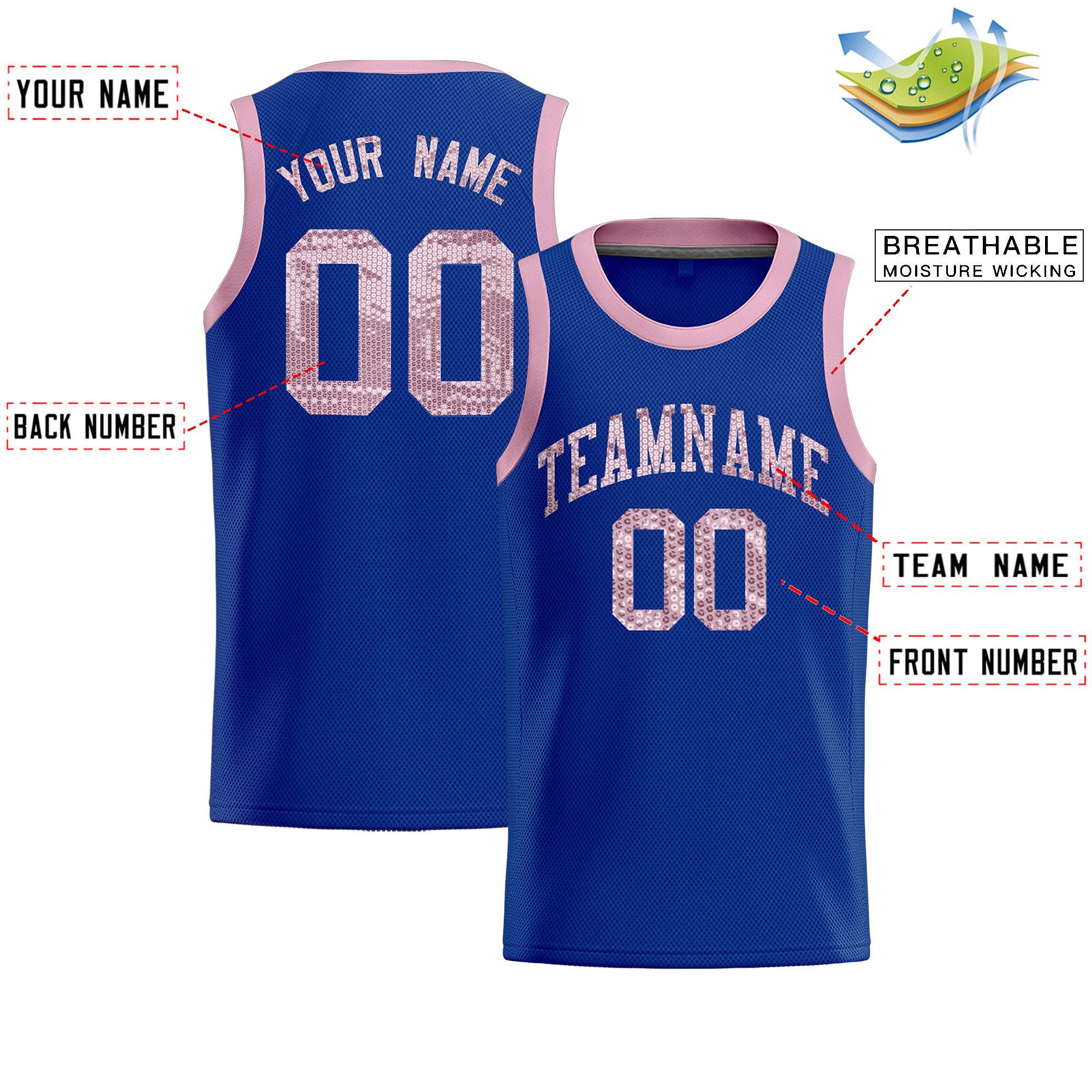 Custom Royal Sequined Tops Athletic Basketball Jersey|KXKSHOP