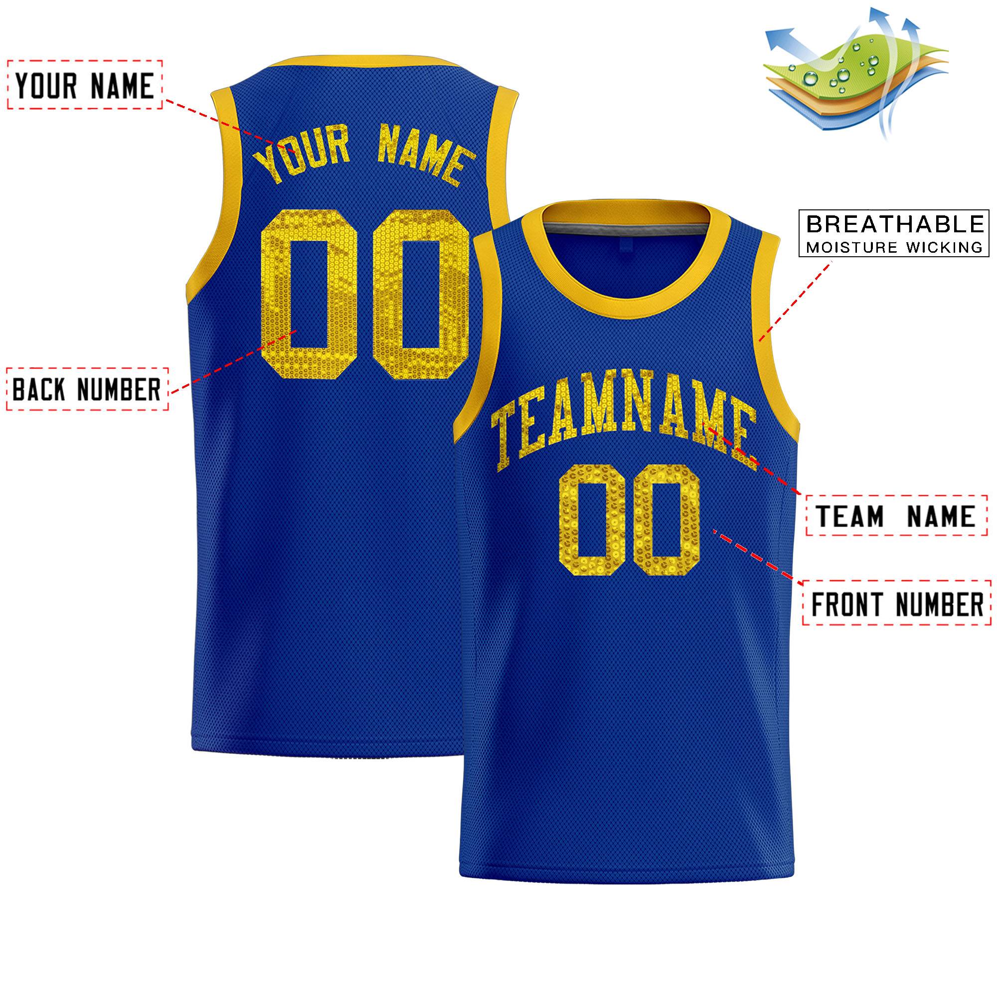 Custom Royal Sequined Tops Athletic Basketball Jersey|KXKSHOP