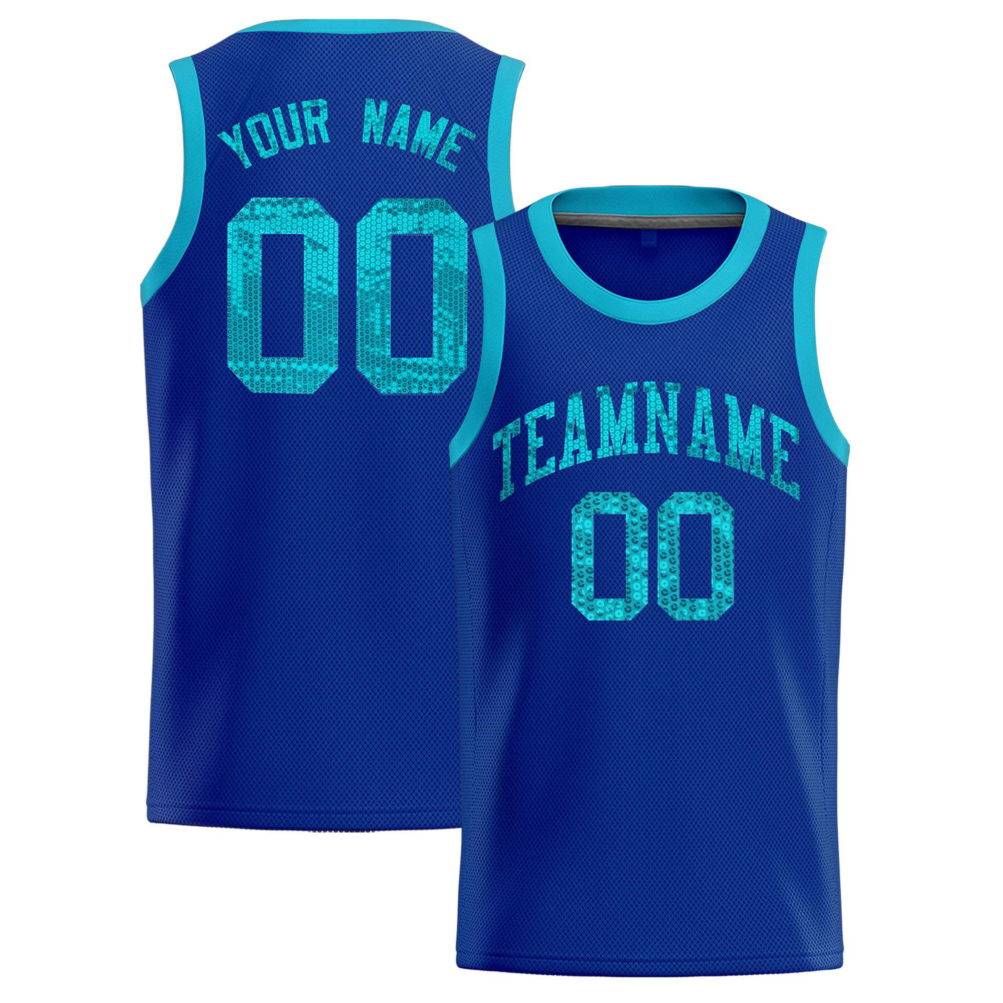 Custom Royal Sequined Tops Athletic Basketball Jersey|KXKSHOP