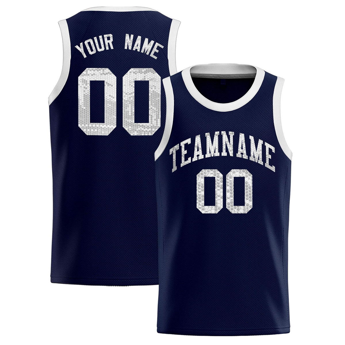 Custom Navy Sequined Tops Athletic Basketball Jersey|KXKSHOP