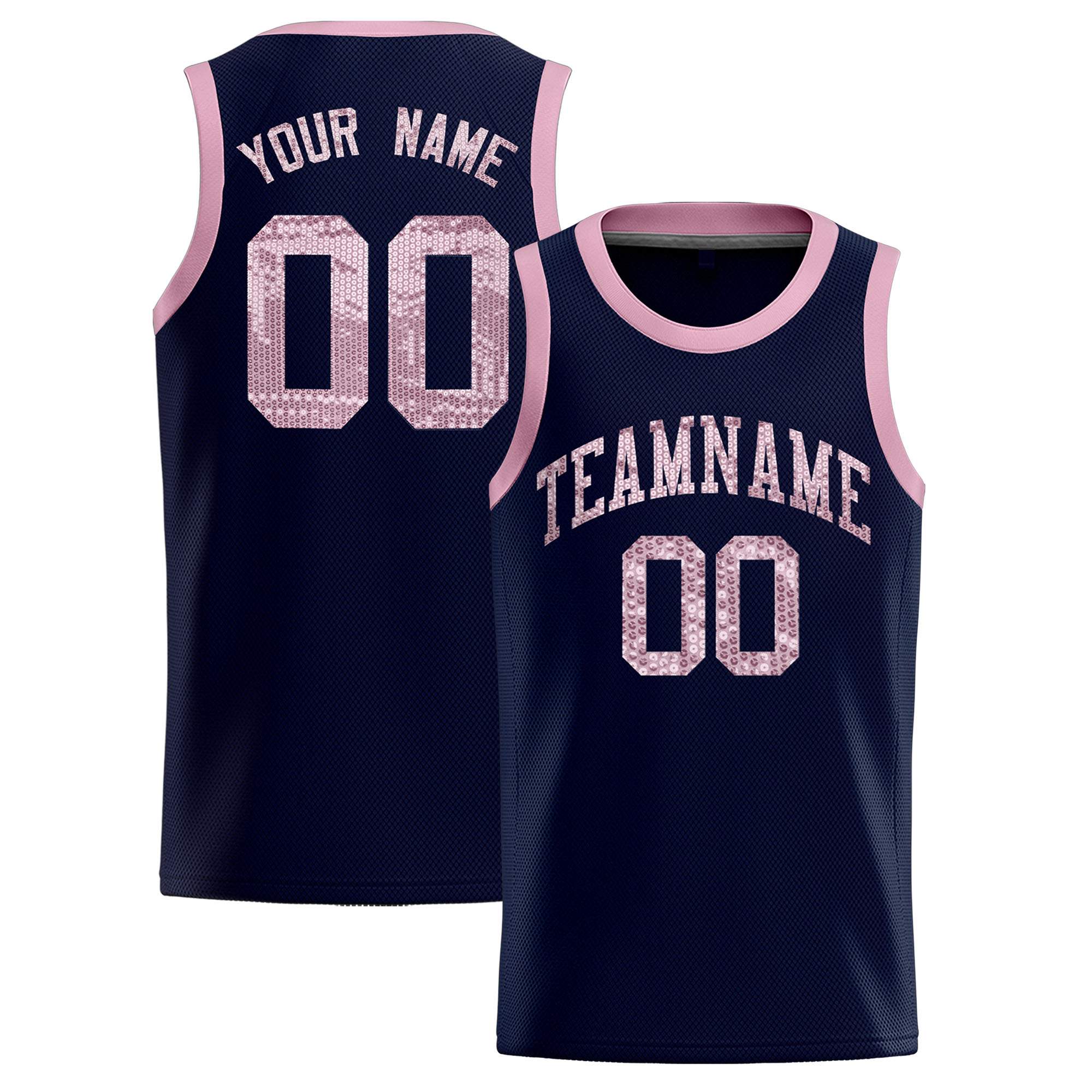 Custom Navy Sequined Tops Athletic Basketball Jersey|KXKSHOP