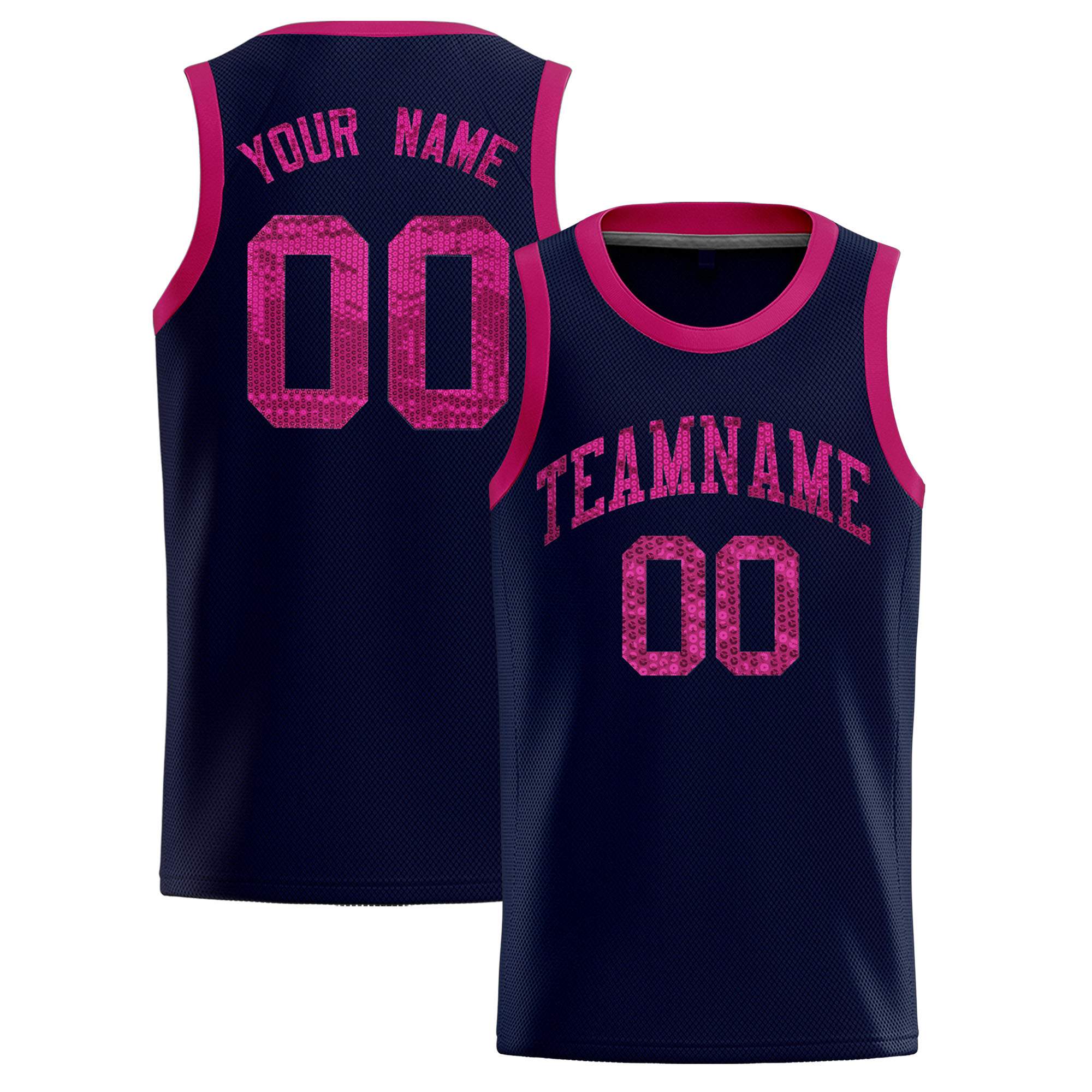 Custom Navy Sequined Tops Athletic Basketball Jersey|KXKSHOP