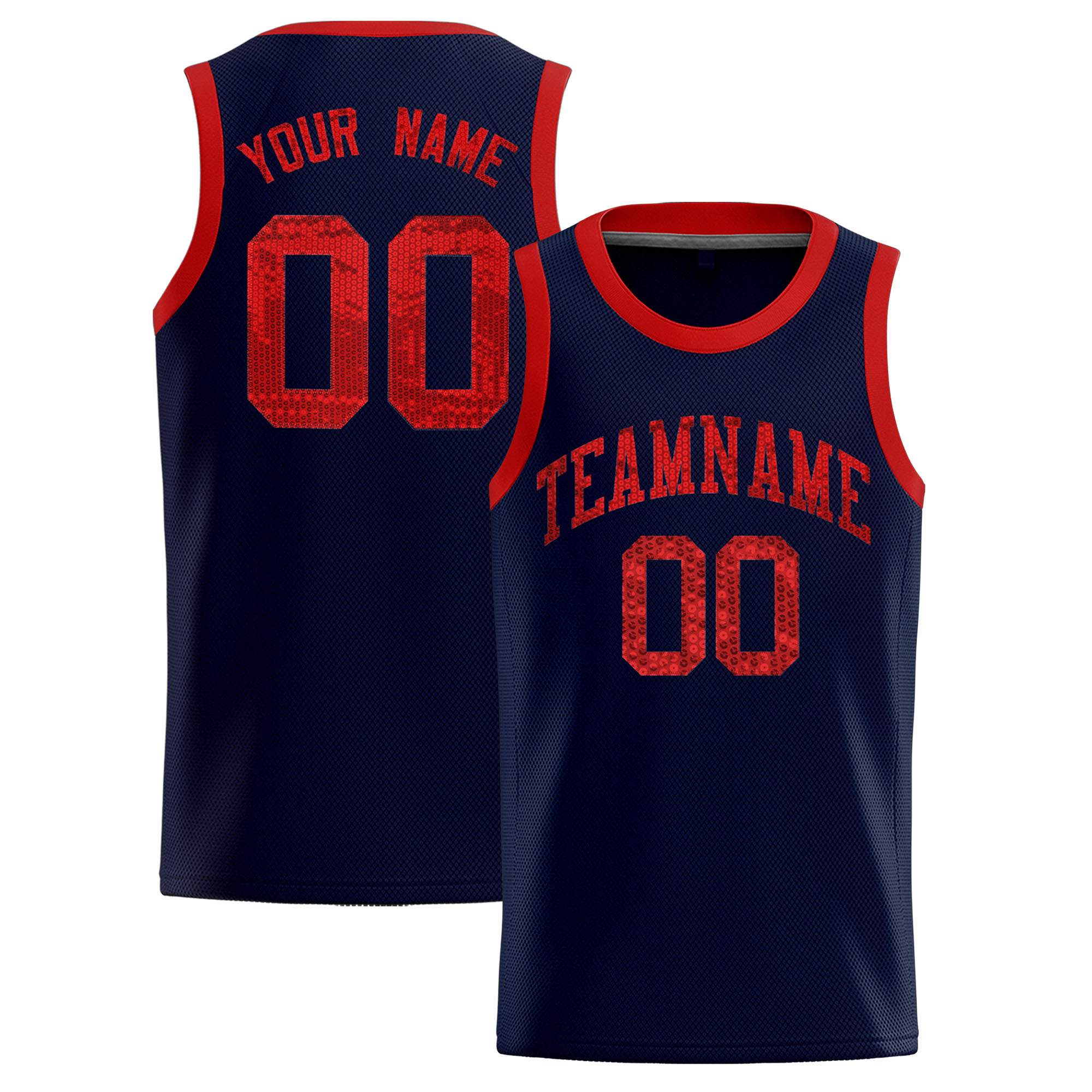 Custom Navy Sequined Tops Athletic Basketball Jersey|KXKSHOP