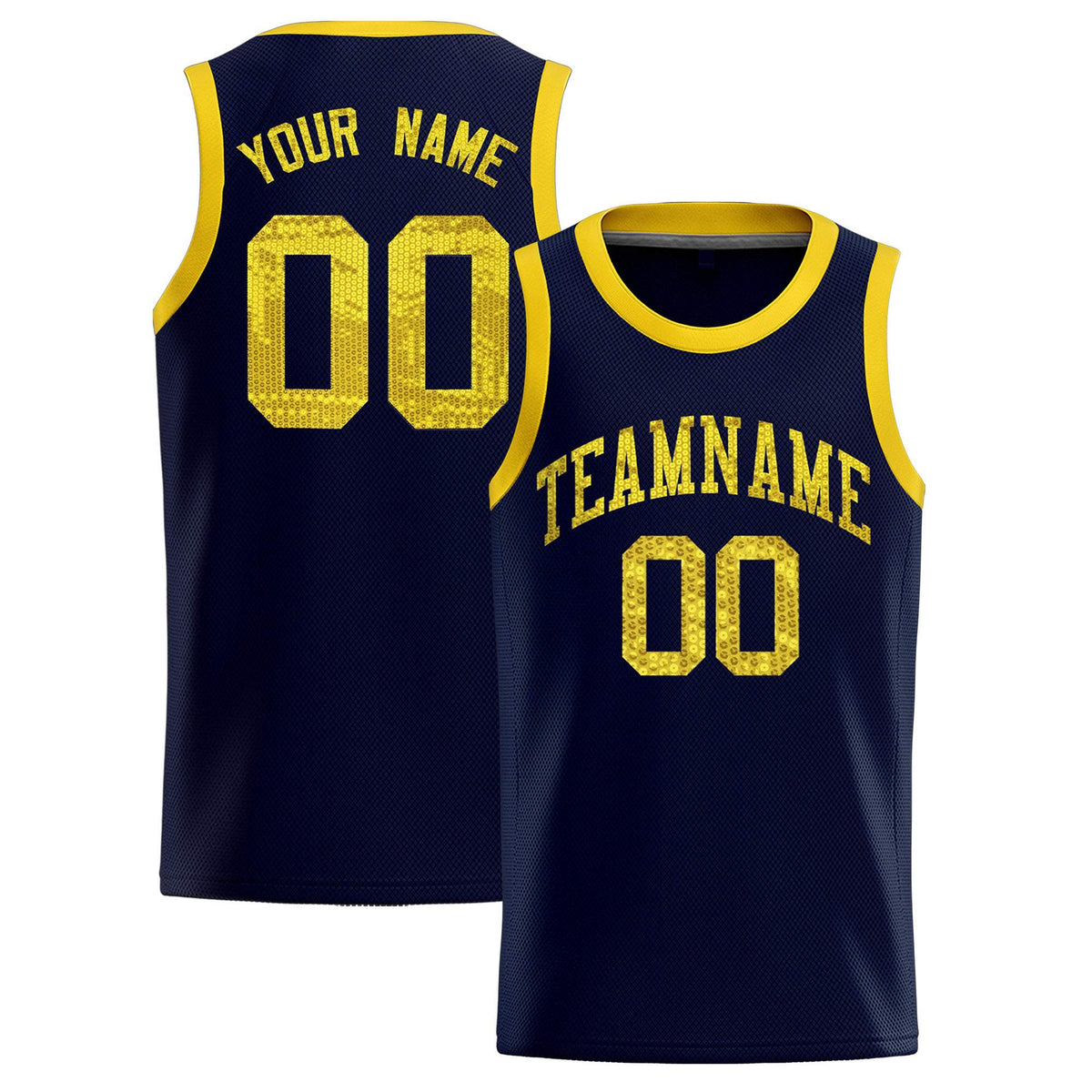 Custom Navy Sequined Tops Athletic Basketball Jersey|KXKSHOP