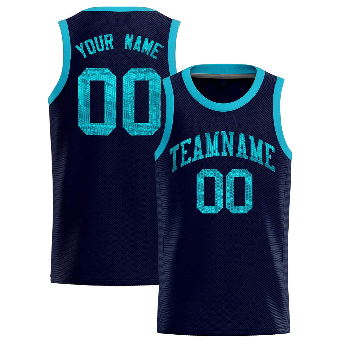 Custom Navy Sequined Tops Athletic Basketball Jersey|KXKSHOP