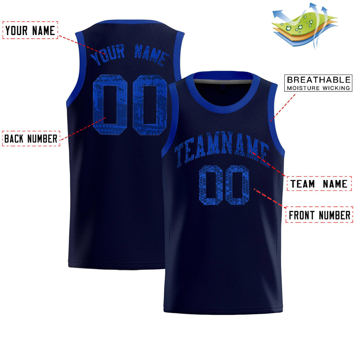 Custom Navy Sequined Tops Athletic Basketball Jersey|KXKSHOP