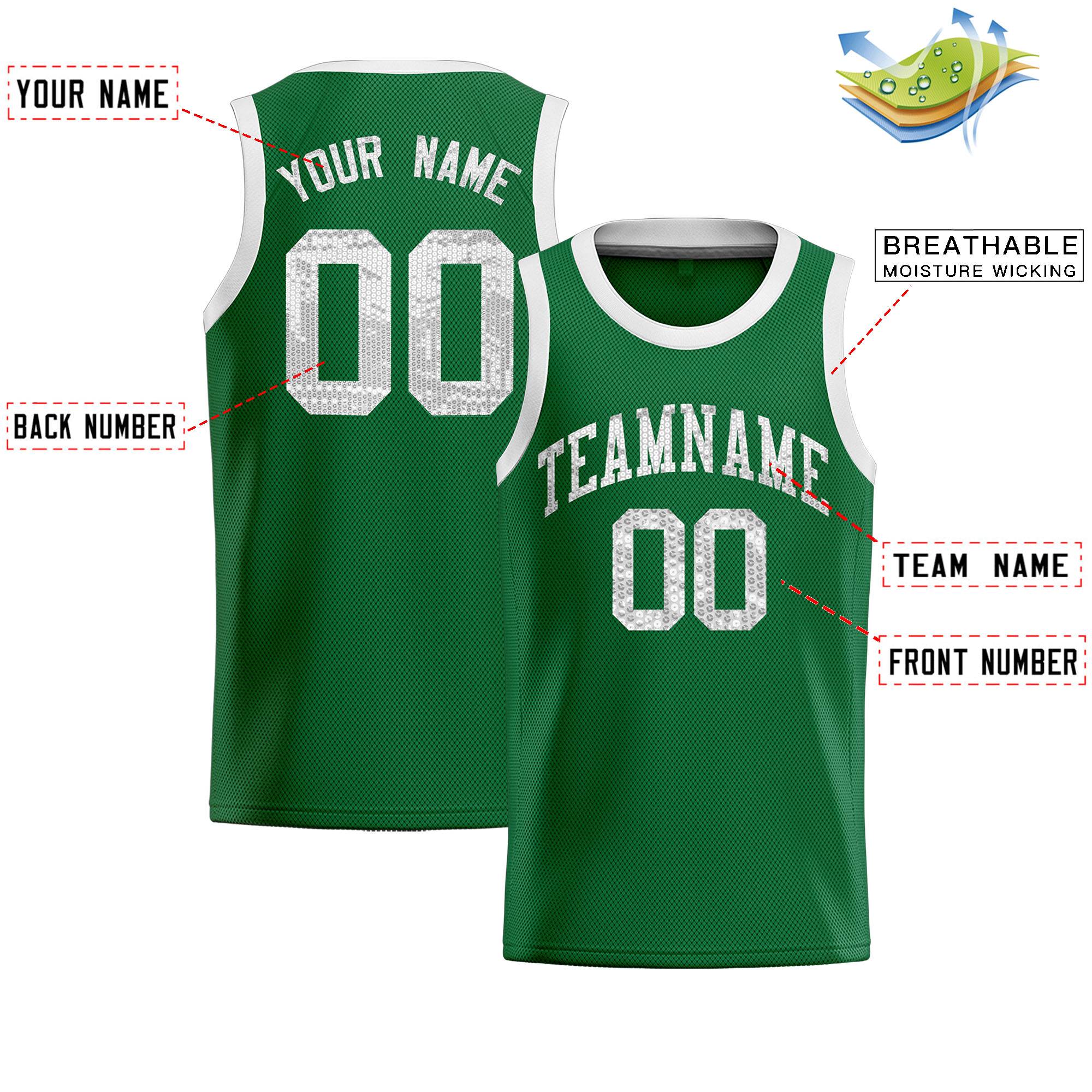 Custom Kelly Green Sequined Tops Athletic Basketball Jersey|KXKSHOP