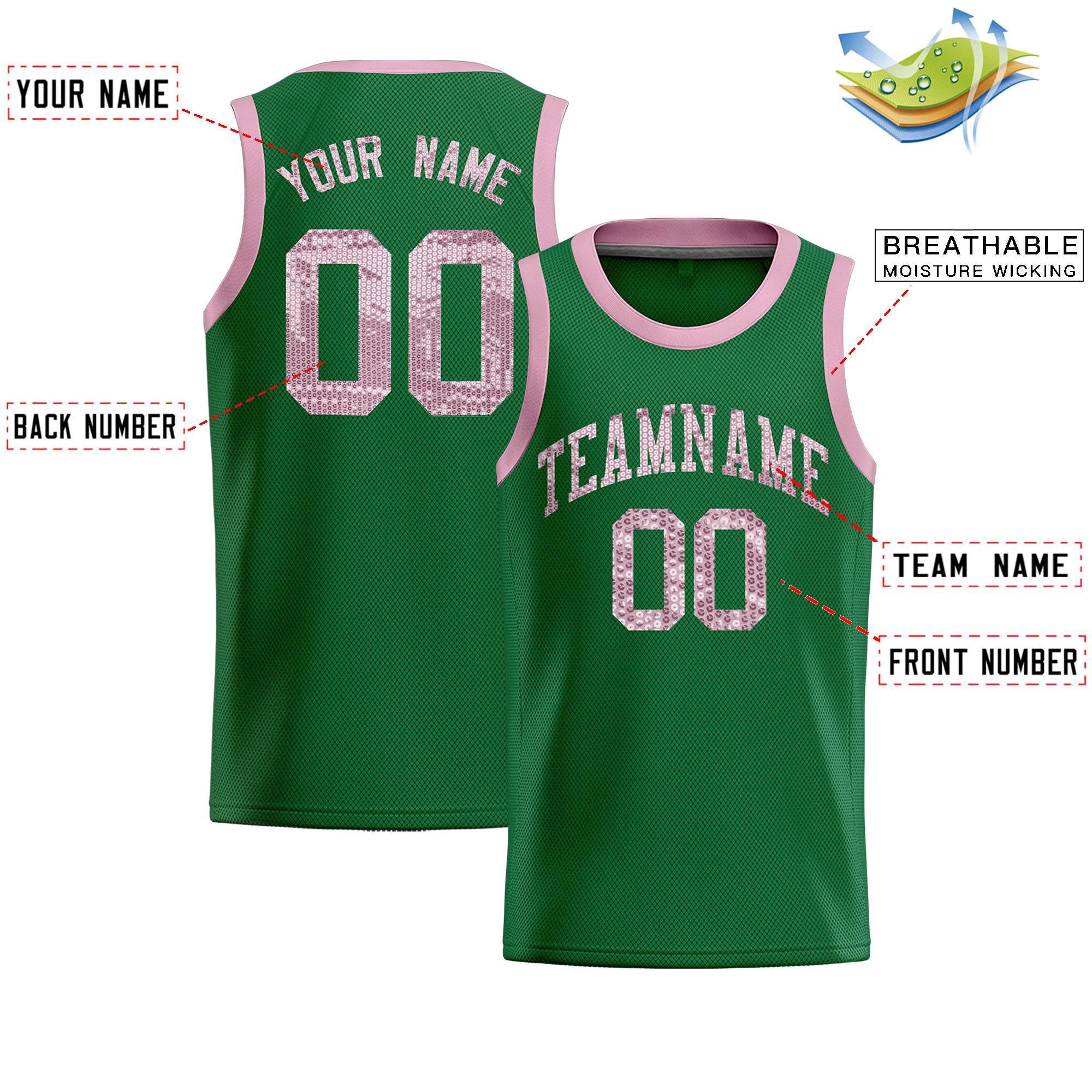 Custom Kelly Green Sequined Tops Athletic Basketball Jersey|KXKSHOP