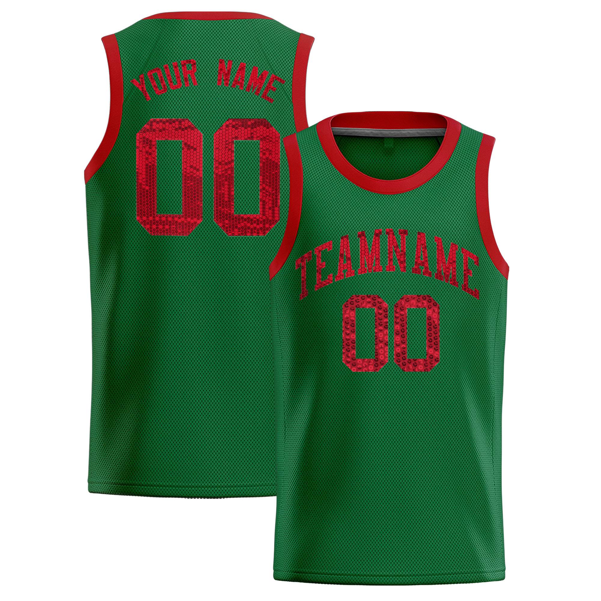 Custom Kelly Green Sequined Tops Athletic Basketball Jersey|KXKSHOP